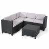 Outdoor Lounge Furniture * | Gdfstudio Riley Outdoor 5 Seater Faux Wicker Sectional Sofa Set, Dark Gray, Gray