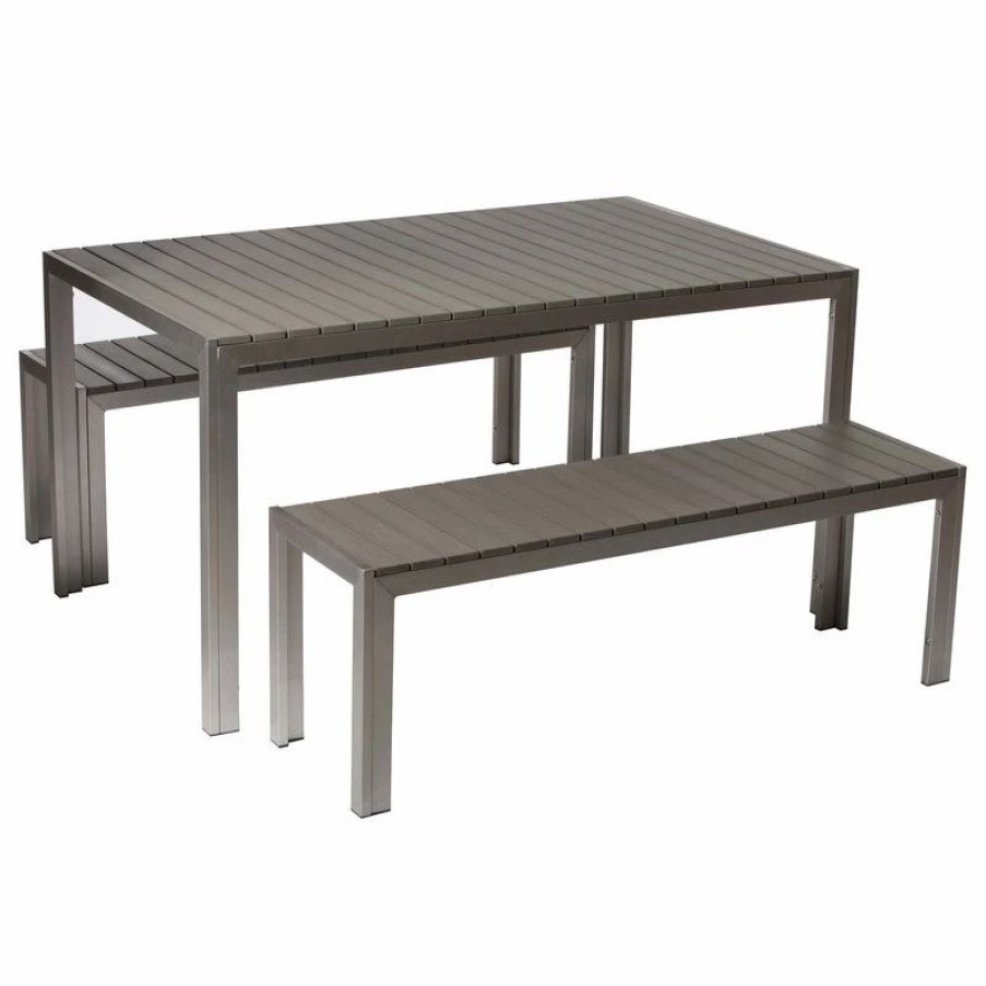 Outdoor Dining Furniture * | Pangea Home Breeze 3-Piece Dining Set, Gray