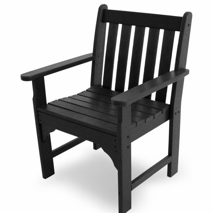 Outdoor Lounge Furniture * | Polywood Vineyard Garden Arm Chair, Black