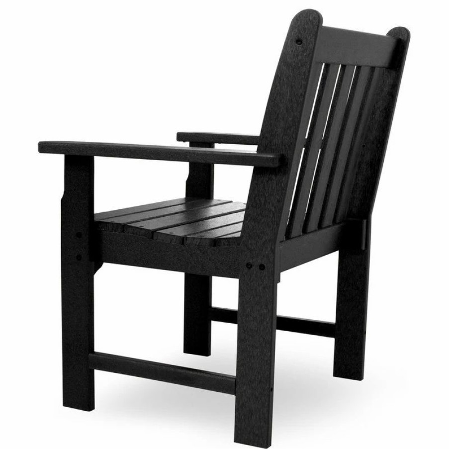 Outdoor Lounge Furniture * | Polywood Vineyard Garden Arm Chair, Black