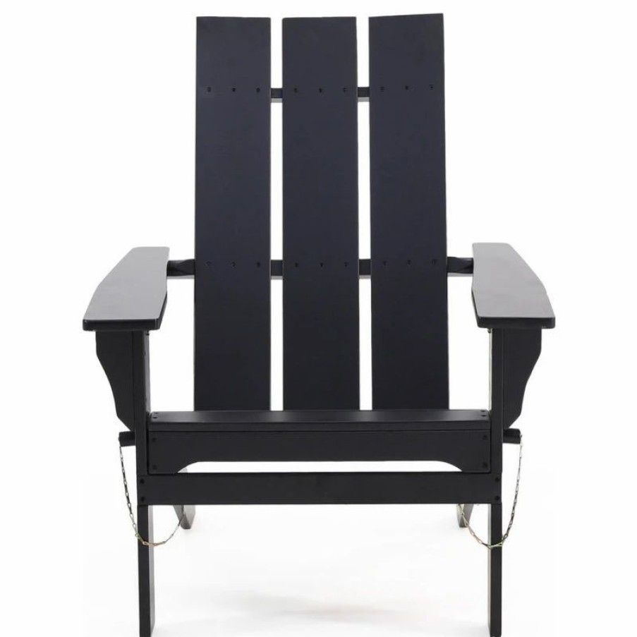 Outdoor Chairs * | Gdfstudio Arian Outdoor Acacia Wood Foldable Adirondack Chair, Black