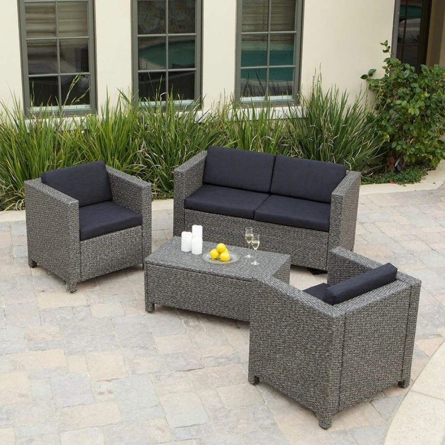 Outdoor Lounge Furniture * | Gdfstudio Gdf Studio Venice Outdoor 4-Piece Wicker Sofa Set