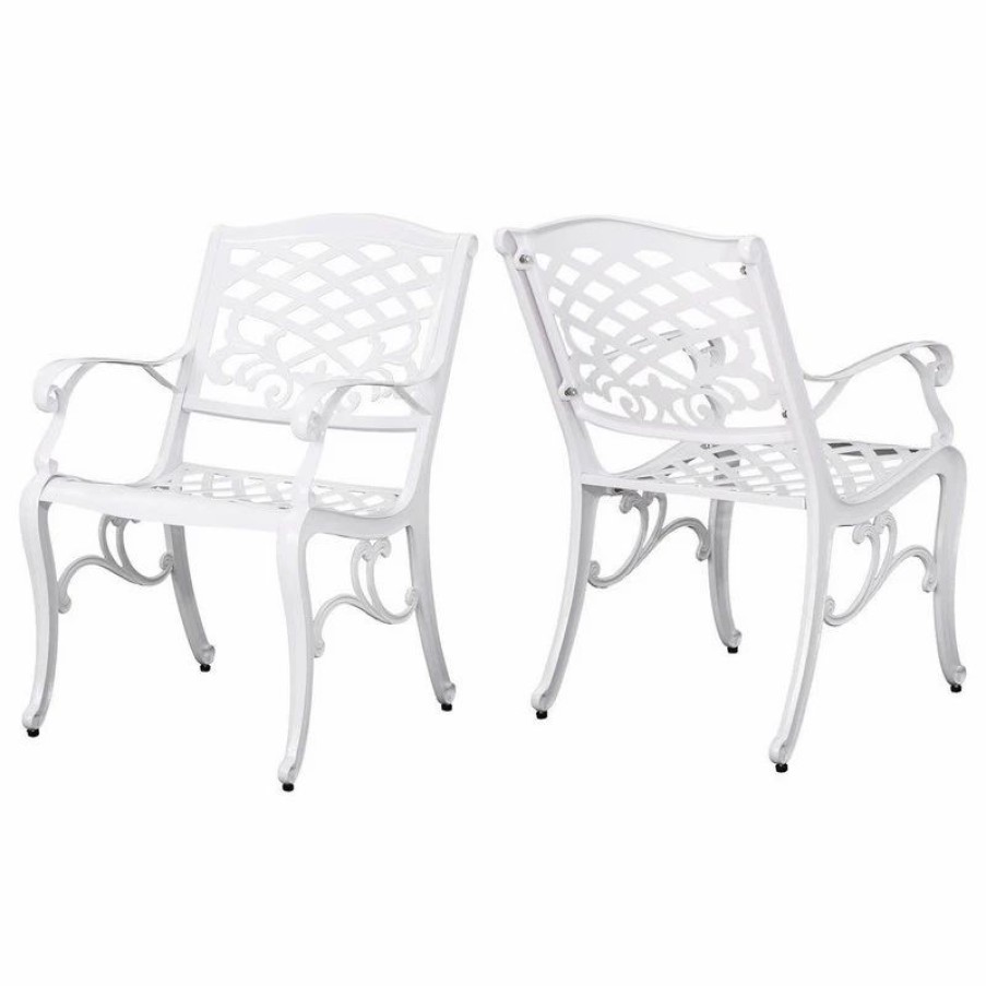 Outdoor Chairs * | Gdfstudio Gdf Studio Brody Outdoor White Cast Aluminum Arm Chair, White, Set Of 2