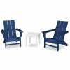 Outdoor Lounge Furniture * | Polywood Modern Adirondack 3-Piece Set, Navy/White