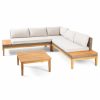 Outdoor Lounge Furniture * | Gdfstudio Samuel Outdoor Acacia Wood And Wicker 5 Seater Sectional Sofa Set, Teak/Light Kh