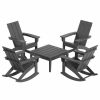 Outdoor Lounge Furniture * | Westintrends 5 Pc Set 4Pcs Outdoor Patio Adirondack Rocking Chairs With Center Table, Gray