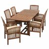 Outdoor Dining Furniture * | Walker Edison 7-Piece Acacia Wood Outdoor Patio Dining Set With Cushions Dark Brown