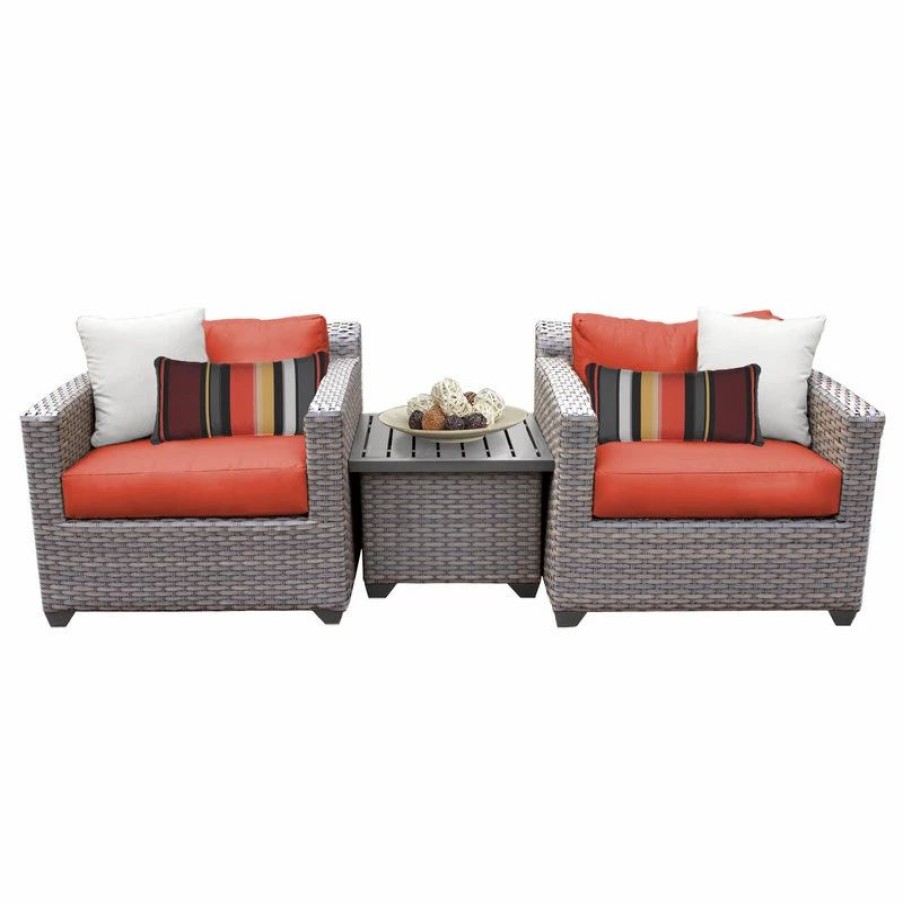 Outdoor Lounge Furniture * | Tkclassics Florence 3 Piece Outdoor Wicker Patio Furniture Set 03A