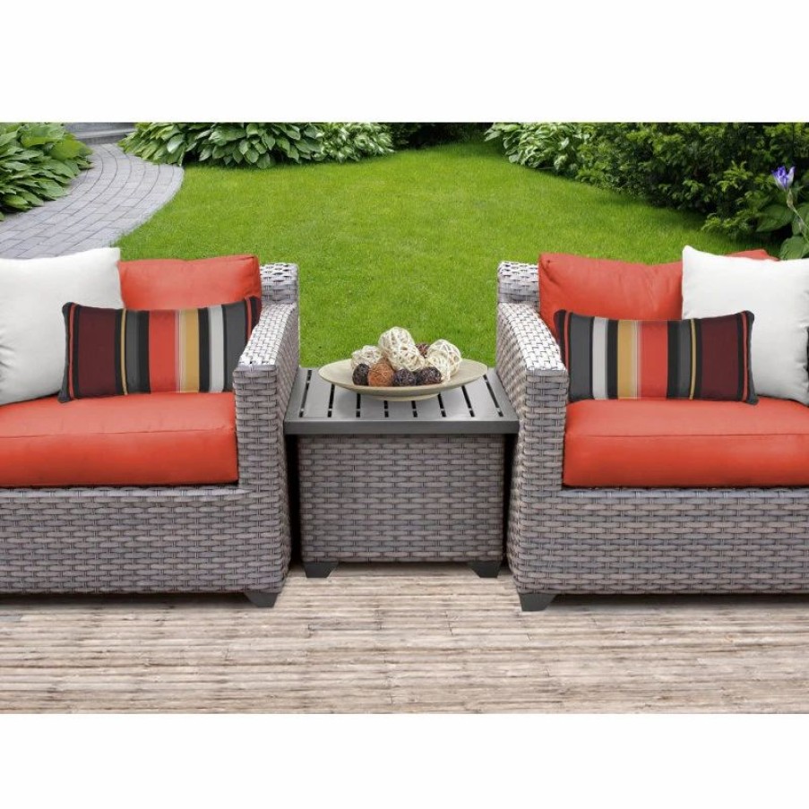 Outdoor Lounge Furniture * | Tkclassics Florence 3 Piece Outdoor Wicker Patio Furniture Set 03A