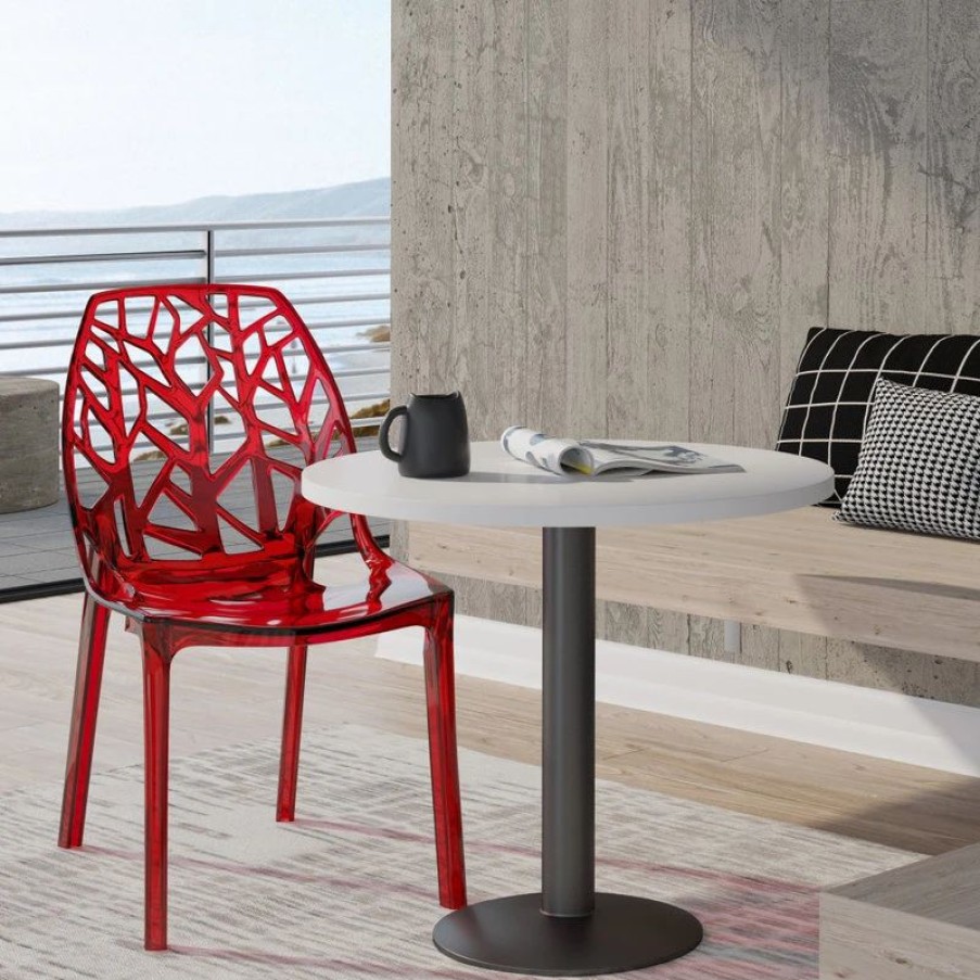 Outdoor Chairs * | Leisuremod Cornelia Tree Back Design Lucite Dining Chair, Transparent Red