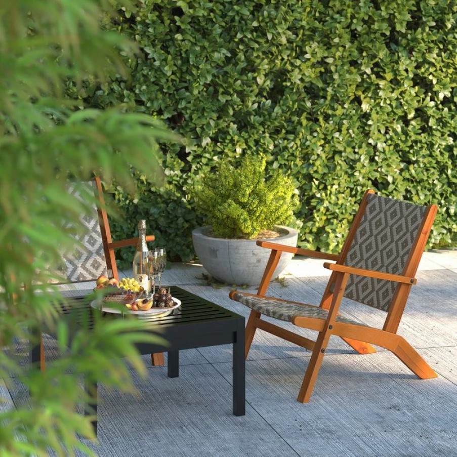 Outdoor Lounge Furniture * | Balkene Home Vega Natural Stain Outdoor Chair In Diamond-Weave Wicker