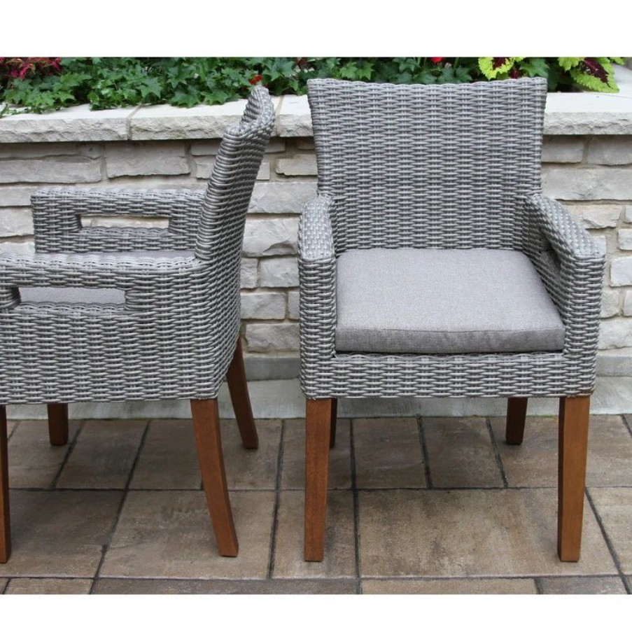 Outdoor Chairs * | Outdoor Interiors Hollister Armchairs With Olefin Cushions, Set Of 2