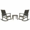 Outdoor Lounge Furniture * | Outdoor Interiors 3-Piece Gray Wash Eucalyptus Rocking Chair Set