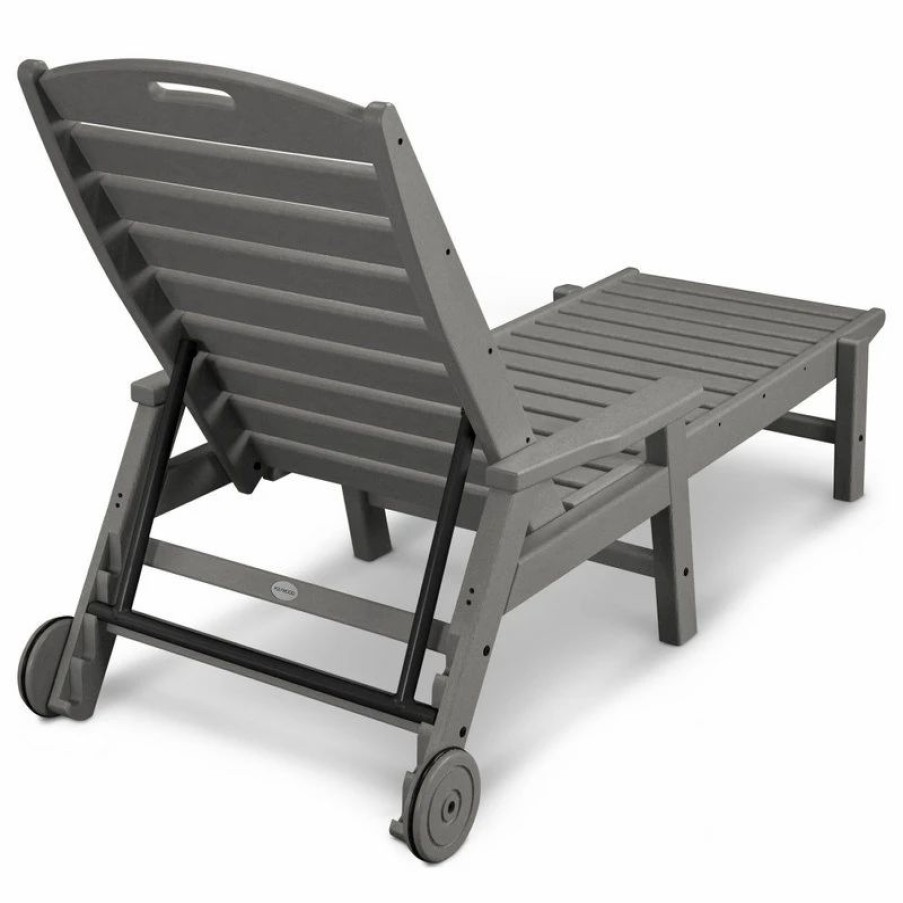 Outdoor Chairs * | Polywood Nautical Wheeled Chaise With Arms, Slate Gray