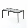 Outdoor Dining Furniture * | Gdfstudio Gdf Studio San Simeon Outdoor Wicker Rectangular Dining Table With Glass Top, Gr