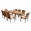 Outdoor Dining Furniture * | Teak Deals 9-Piece Outdoor Teak Dining Set, 94 Oval Table, 8 Wave Stacking Arm Chairs