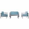 Outdoor Lounge Furniture * | Gdfstudio Gdf Studio 4-Piece Crested Bay Outdoor Silver Aluminum Framed Chat Set