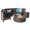 Outdoor Lounge Furniture * | Gdfstudio Gdf Studio 6-Piece Nessett Outdoor Black Wicker Half Round Sofa, Dark Gray