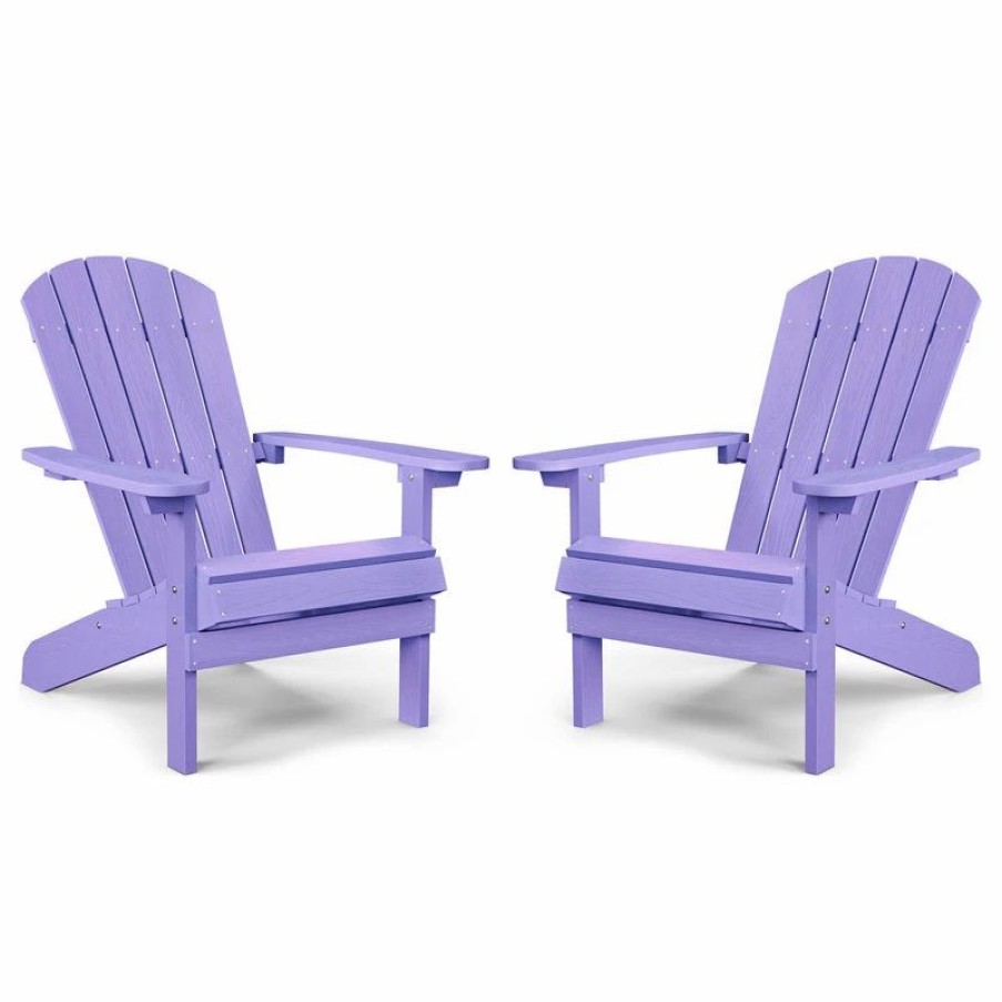 Outdoor Chairs * | Yefu Adirondack Chairs, Set Of 2, Plastic Weather Resistant, Outdoor Chairs, Purple