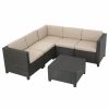 Outdoor Lounge Furniture * | Gdfstudio Gdf Studio Valona Outdoor Wicker V Shaped Sectional Sofa Set, Dark Bown/Beige