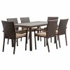 Outdoor Dining Furniture * | Belleze Wicker Patio Dining Table Set, Brown, 7-Pieces