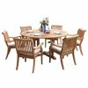 Outdoor Dining Furniture * | Teak Deals 7-Piece Outdoor Teak Dining Set 60 Round Table + 6 Arbor Stacking Arm Chairs