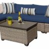 Outdoor Lounge Furniture * | Tkclassics Tkc Monterey 6 Piece Patio Wicker Sectional Set In Navy