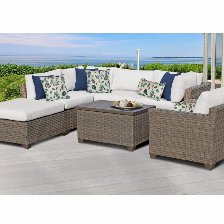 Outdoor Lounge Furniture * | Tkclassics Monterey 7 Piece Outdoor Wicker Patio Furniture Set 07D