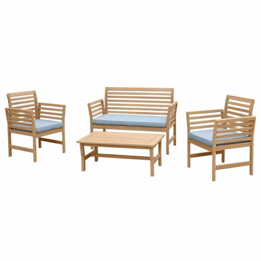 Outdoor Lounge Furniture * | Rst Brands Yuri 4-Piece Seating Set, Blue