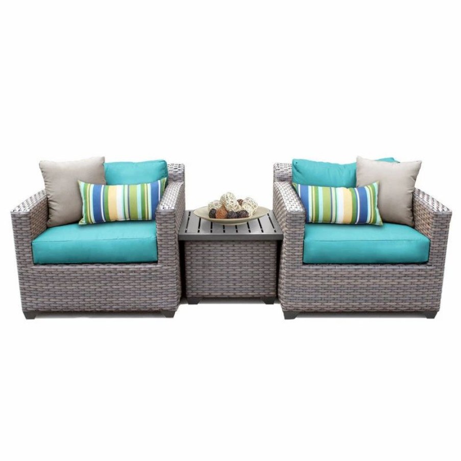 Outdoor Lounge Furniture * | Tkclassics Florence 3 Piece Outdoor Wicker Patio Furniture Set, Aruba