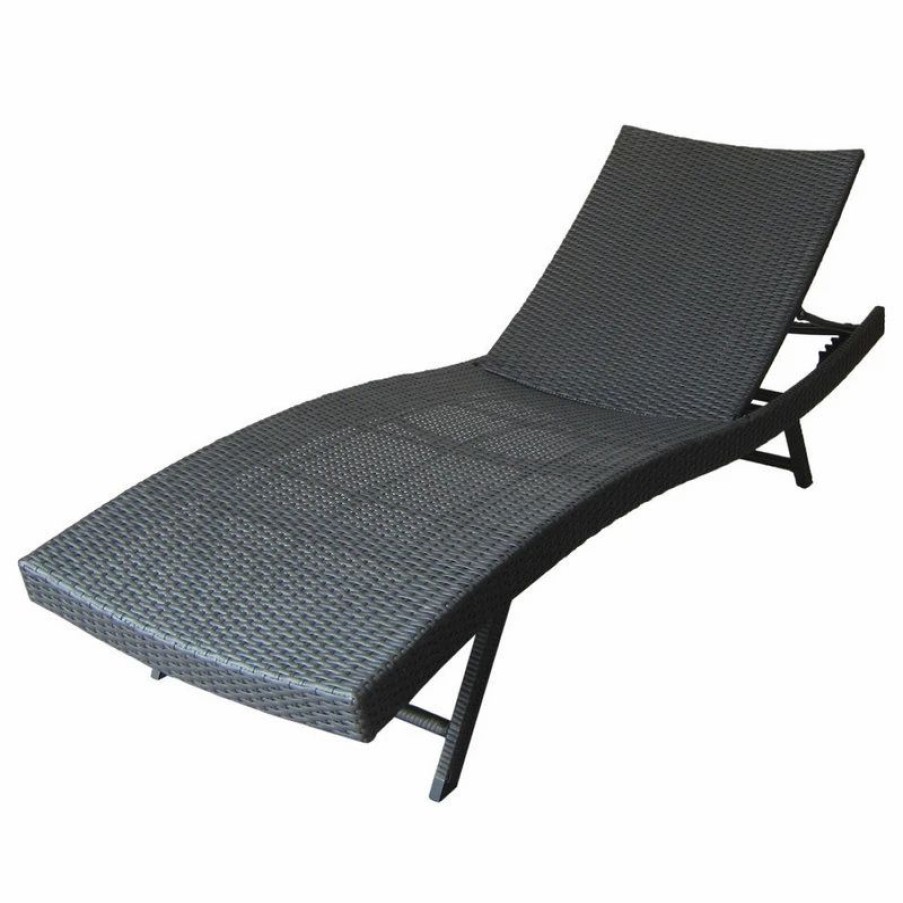 Outdoor Chairs * | Gdfstudio Gdf Studio Arthur Outdoor Wicker Chaise Lounge, Gray