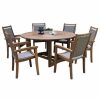 Outdoor Dining Furniture * | Outdoor Interiors 7-Piece Eucalyptus Round Lazy Susan Dining Set With 6 Stacking Wicker Armchairs