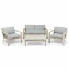 Outdoor Lounge Furniture * | Gdfstudio Dominic Outdoor 4 Seater Acacia Wood Chat Set With Cushions, Light Gray