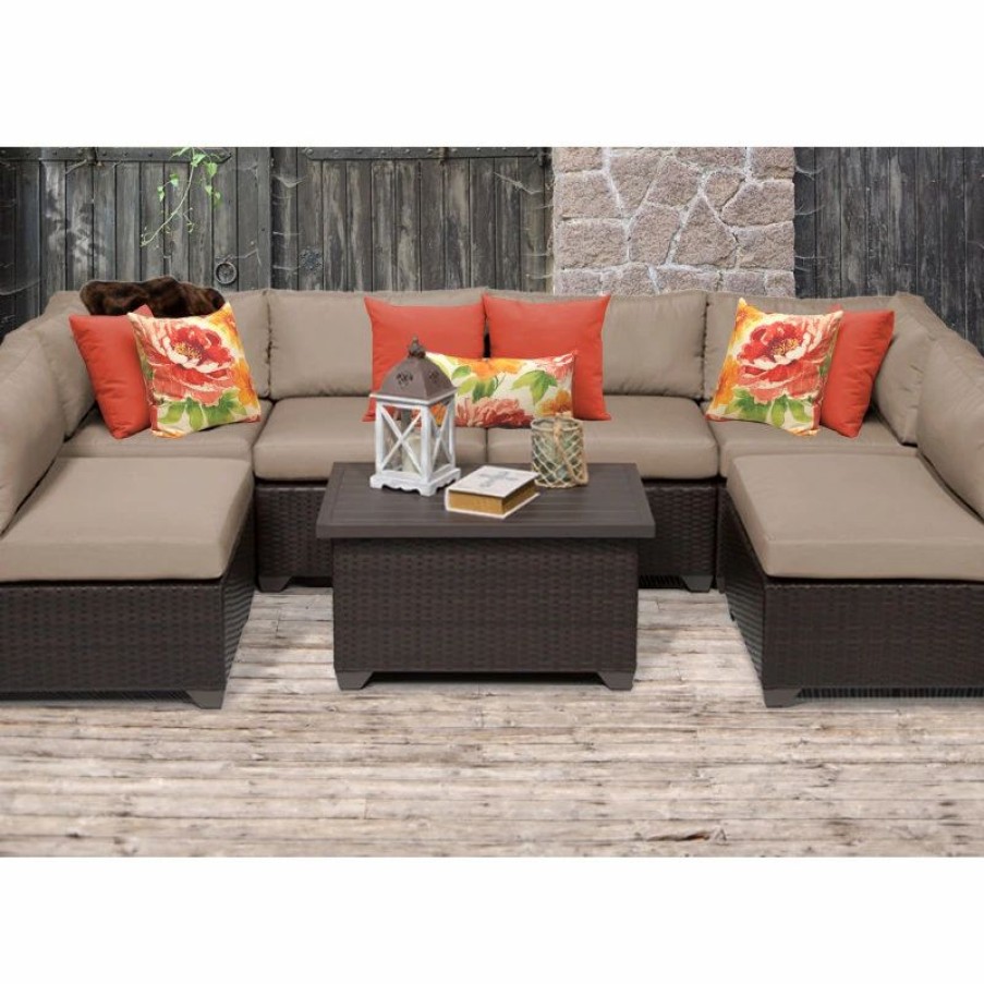 Outdoor Lounge Furniture * | Tkclassics Belle 7 Piece Outdoor Wicker Patio Furniture Set 07A, Wheat