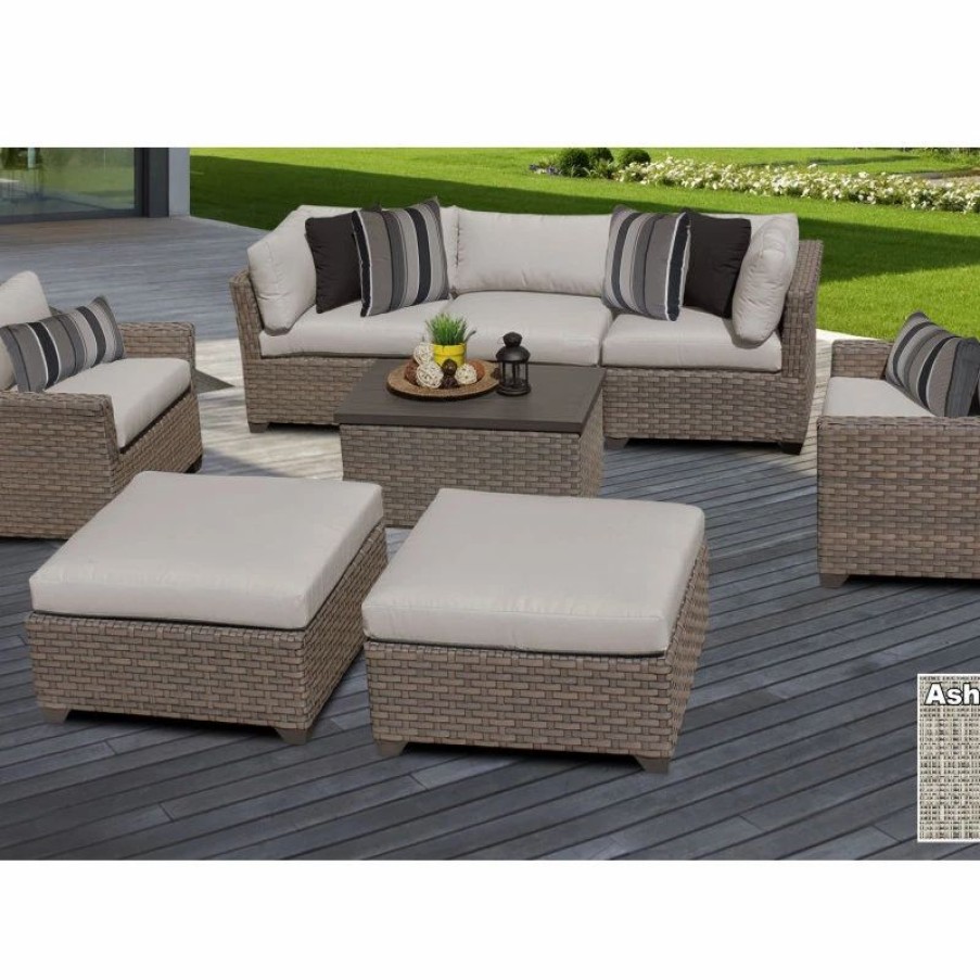 Outdoor Lounge Furniture * | Tkclassics Monterey 8 Piece Outdoor Wicker Patio Furniture Set 08A, Ash