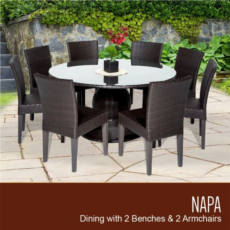 Outdoor Dining Furniture * | Tkclassics Napa 60 Outdoor Patio Dining Table With 8 Armless Chairs