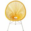 Outdoor Lounge Furniture * | Design Tree Home Acapulco Indoor/Outdoor Weave Lounge Chair, Yellow Weave On White Frame