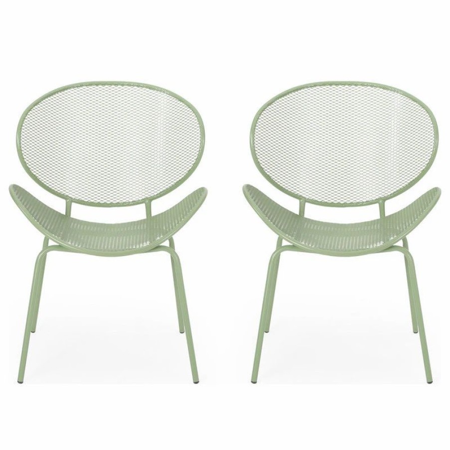 Outdoor Chairs * | Gdfstudio Andre Outdoor Dining Chair, Set Of 2, Matte Green