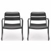 Outdoor Chairs * | Gdfstudio Angelo Outdoor Dining Chair, Set Of 2, Matte Black