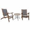 Outdoor Lounge Furniture * | Outdoor Interiors 3-Piece Eucalyptus Lounge Set With Spanish Marble Accent Table