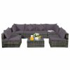 Outdoor Lounge Furniture * | Costway 7Pcs Patio Rattan Furniture Set Sectional Sofa Garden Gray Cushion