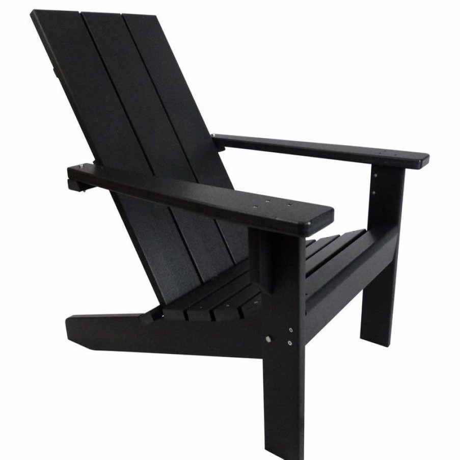 Outdoor Chairs * | Evergreen Patio Modern Poly Adirondack Chair, Black