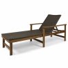 Outdoor Chairs * | Gdfstudio Gdf Studio Kyle Outdoor Rustic Acacia Wood Chaise Lounge With Wicker Seating, Na