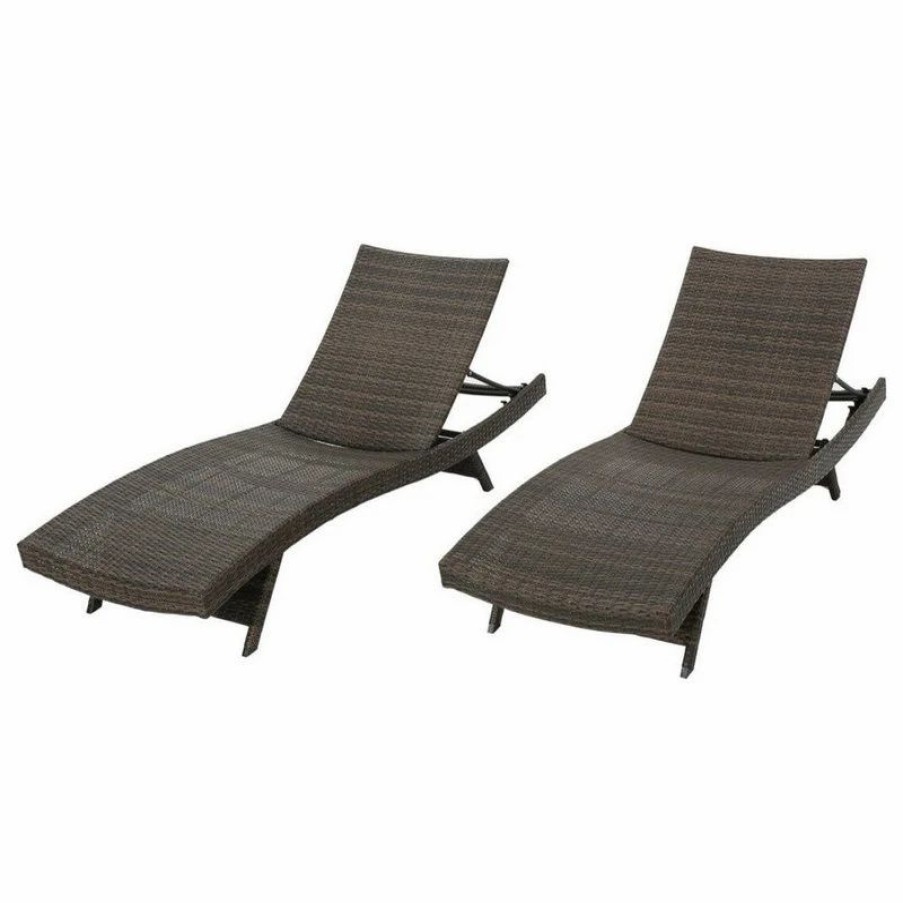 Outdoor Chairs * | Gdfstudio Gdf Studio Thelma Outdoor Wicker Chaise Lounge Chair, Set Of 2