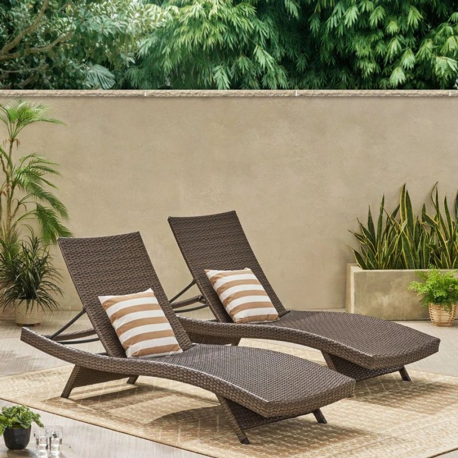 Outdoor Chairs * | Gdfstudio Gdf Studio Thelma Outdoor Wicker Chaise Lounge Chair, Set Of 2