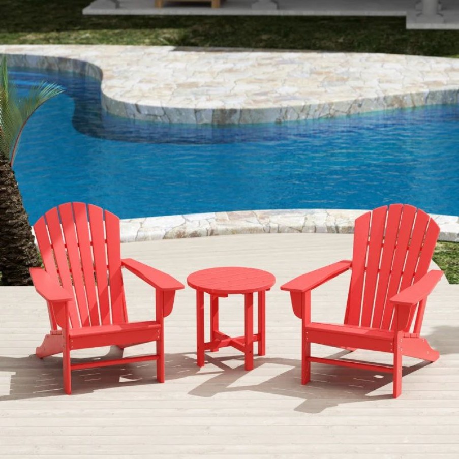 Outdoor Lounge Furniture * | Westintrends 3 Pc Set 2Pcs Outdoor Patio Poly Lumber Adirondack Chairs With 1 Pc Side Table