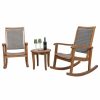 Outdoor Lounge Furniture * | Outdoor Interiors 3-Piece Eucalyptus/Driftwood Gray Wicker Rocking Chair Set, Round Accent Table